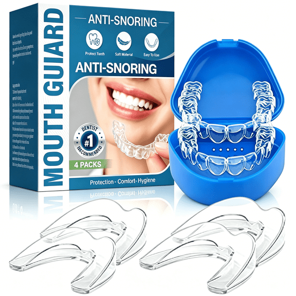 Mouth Guard for Grinding Teeth at Night, Soft Moldable Night Guards for Teeth Grinding & Clear Mouth Guard for Sleeping 4 Pack