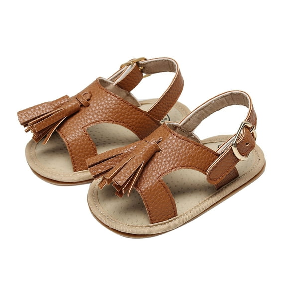 Zanarzt Infant Baby Boys Girls Sandals Baby Girls Sandals Soft Sole Anti Slip Open Toe Breathable Summer Outdoor First Walker Shoes Baby Sandals Brown,7