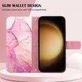 thumbnail image 4 of for Samsung Galaxy S24 Plus PU Leather Wallet case, Marble Pattern Credit Card Holder,Flip Folio Book Kickstand Cover Women Men with Long + Short Strap for Samsung Galaxy S24 Plus, Pink/Purple, 4 of 6