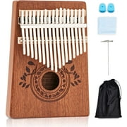 UNOKKI Mahogany Kalimba 17-Key Thumb Piano with Instruction Book and Tuning Hammer Portable Personal Musical Instrument for Kids and Adults, Beginners to Professionals Color: Light Brown