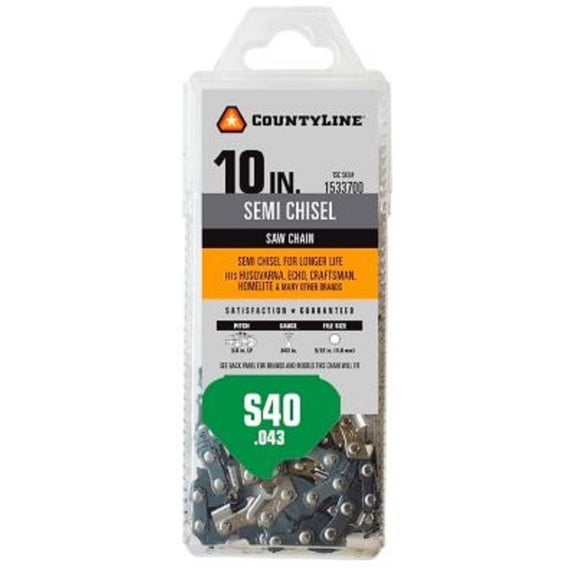 CountyLine 14340TSC Chainsaw Chain 10 Inch 40 Link Semi Chisel Steel