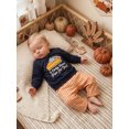 thumbnail image 6 of Toddler Baby Boys Thanksgiving Outfits Adorable Pumpkin Pie Embroidery Long Sleeve Round Neck Sweatshirt and Plaid Pants Set, 6 of 10