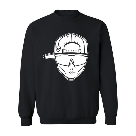 Black And White Alien Dude Sweatshirt Men -Image by Shutterstock, Male 3X-Large