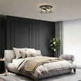 thumbnail image 6 of Semi Flush Mount Ceiling Light Fixture 2-Light Vintage Ceiling Lamp Farmhouse Light with Hammered Glass Shade&Metal Cage for Living Room Bedroom Foyer Hallway (Black), 6 of 10