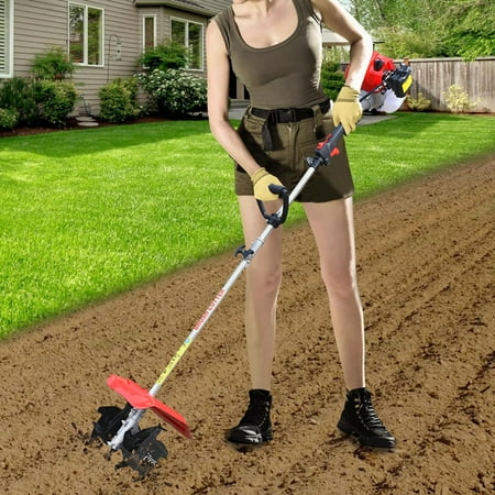 51.7cc 2Stroke Silver Mini Tiller Cultivator Gas Powered Rototiller Garden Farm Tiller FOR Scarifying Soil Removing Weeds