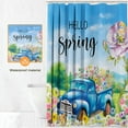 thumbnail image 5 of Easter Shower Curtain Spring Floral Bunny Bathroom Curtain Set Rabbit Easter Eggs Truck Happy Easter Bath Decor Waterproof Fabric Washable Curtain with 12 Hooks (Blue, 72x72 inch, Truck), 5 of 6