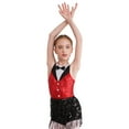 thumbnail image 3 of Haitryli Kids Girls Sequins Tassel Latin Modern Jazz Dance Dress Tuxedo Ballroom Costume Dancewear Red 10, 3 of 7