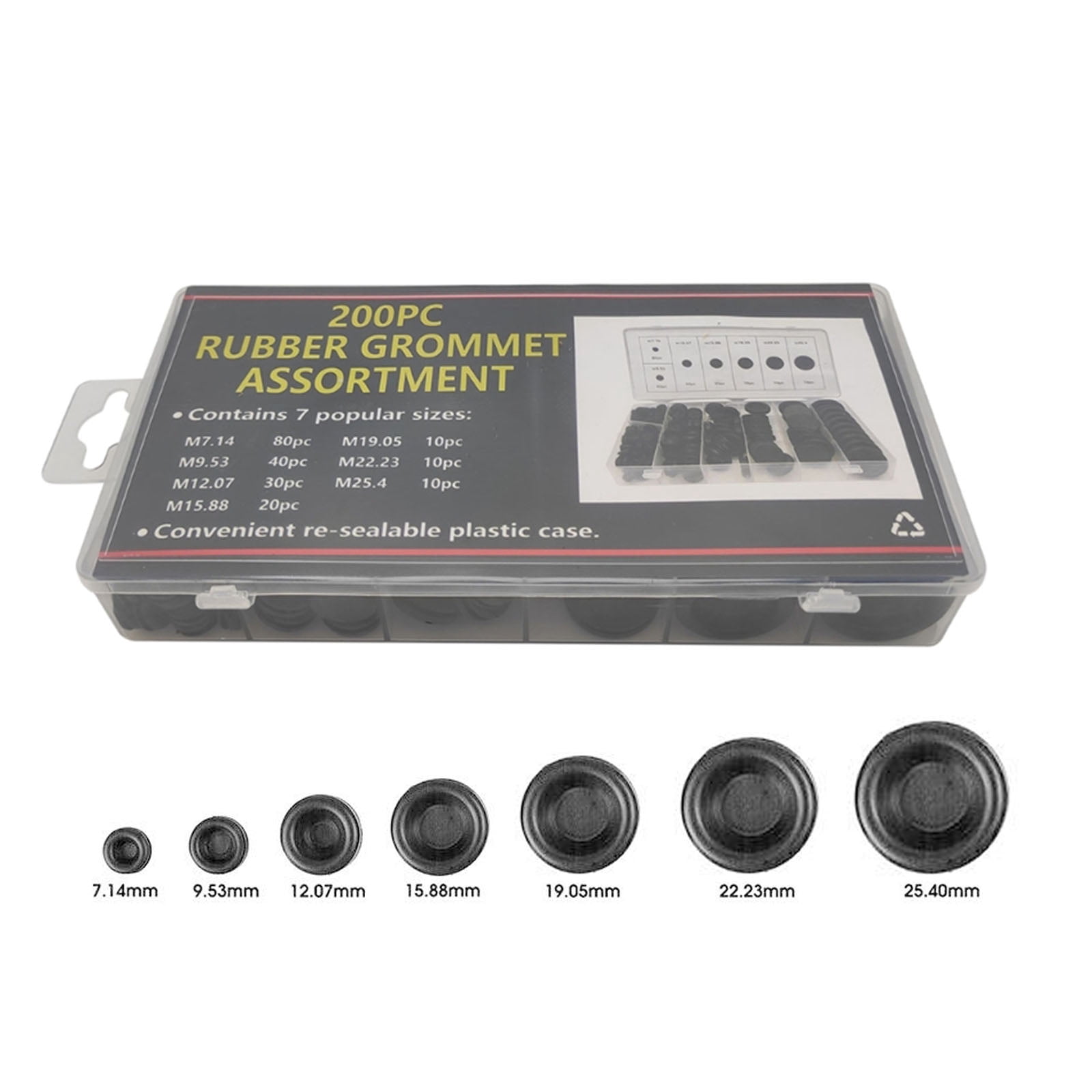 200 Pcs Round Closed Rubber Grommet Electrical Wire Gasket Firewall Hole Plug for Wiring, Automotive Easy to Use