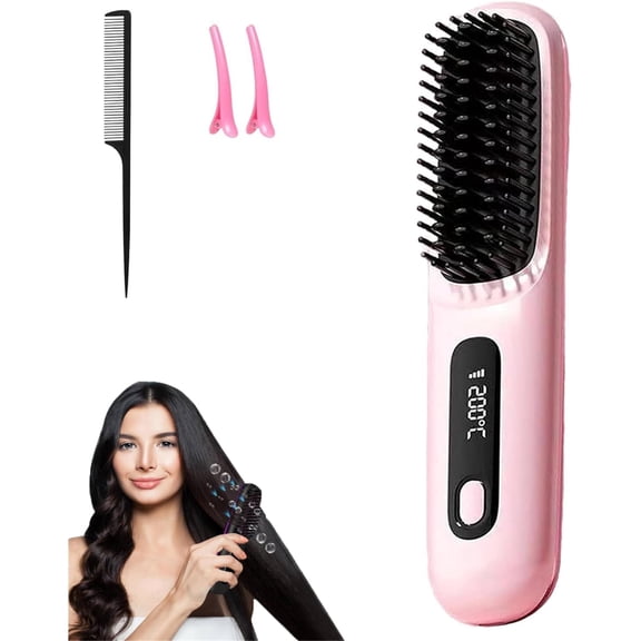 2026 New Numoya Gobrush Pro, Numoya Portable Straightener Brush,Gobrush Pro,Rechargeable Hair Straightener, Portable Straightener Brush for Travel
