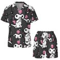 thumbnail image 4 of Kuromi And My Melody Women Pajamas Set Short Sleeve Sleepwear Button Down Nightwear Soft Pjs Set with Pockets, 4 of 7