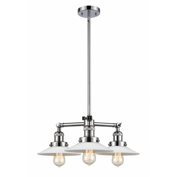 Innovations 207-PC-G1-LED Halophane 3 Light Chandelier part of the Franklin Restoration Collection, Polished Chrome