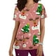 thumbnail image 1 of Pntutb Moda para mujer Camisetas de manga corta con cuello en V Uniforme de trabajo Estampado de Navidad con tops de blusa de bolsillo Pntutb Pntutb-5665, 1 of 5