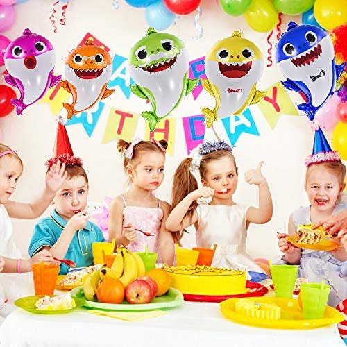Globos de tiburón bebé de 25 pulgadas, 5 piezas, globos familiares de tiburones para decor v39buy v39buy