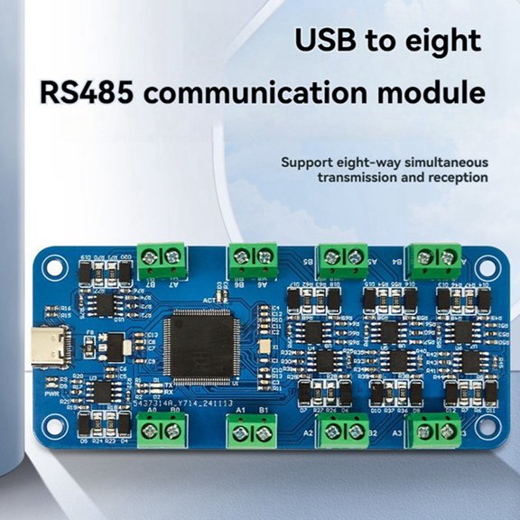 Módulo de Comunicación USB A RS485 de 8 Vías CH348L Transmisión de Señal Semidúplex con Luz Indicadora para Escáner e Impresora