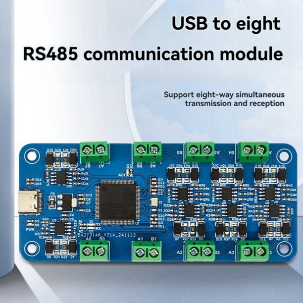 Módulo de Comunicación USB A RS485 de 8 Vías CH348L Transmisión de Señal Semidúplex con Luz Indicadora para Escáner e Impresora