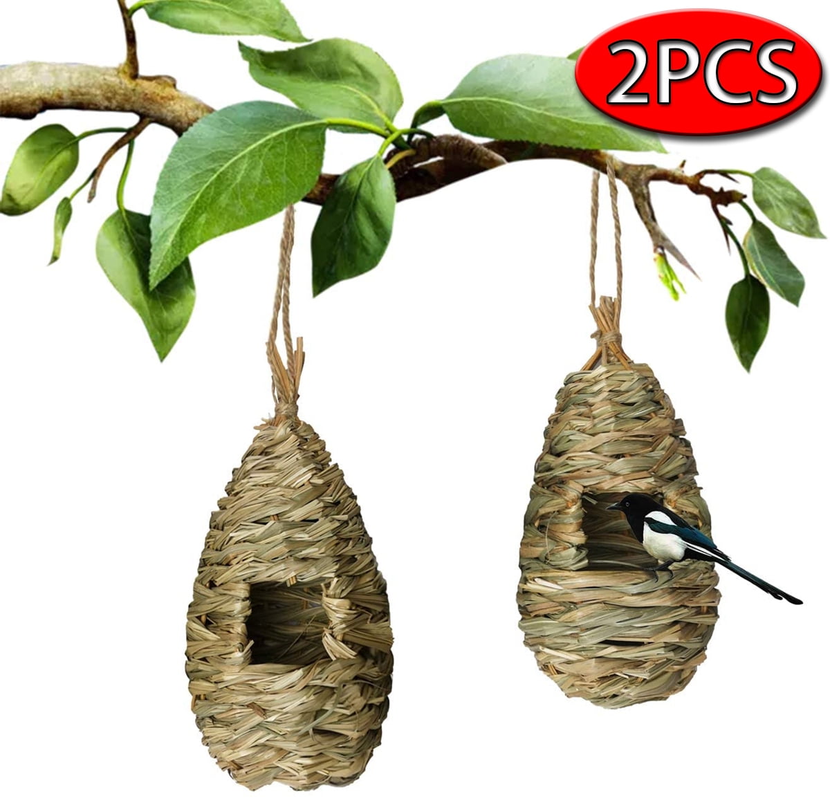 Hand Woven grass Hummingbird Houses Nest Small Hanging Audubon Birdhouse KV 