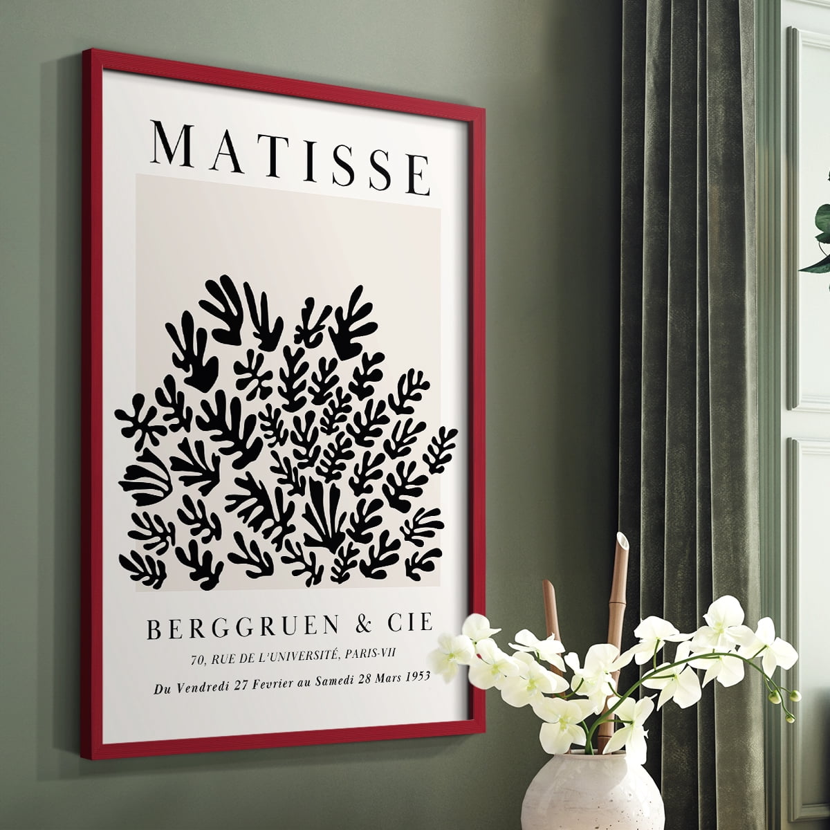 Matisse CDLXXXIX in Red Solid Wood Framed Print No Nail Hanging