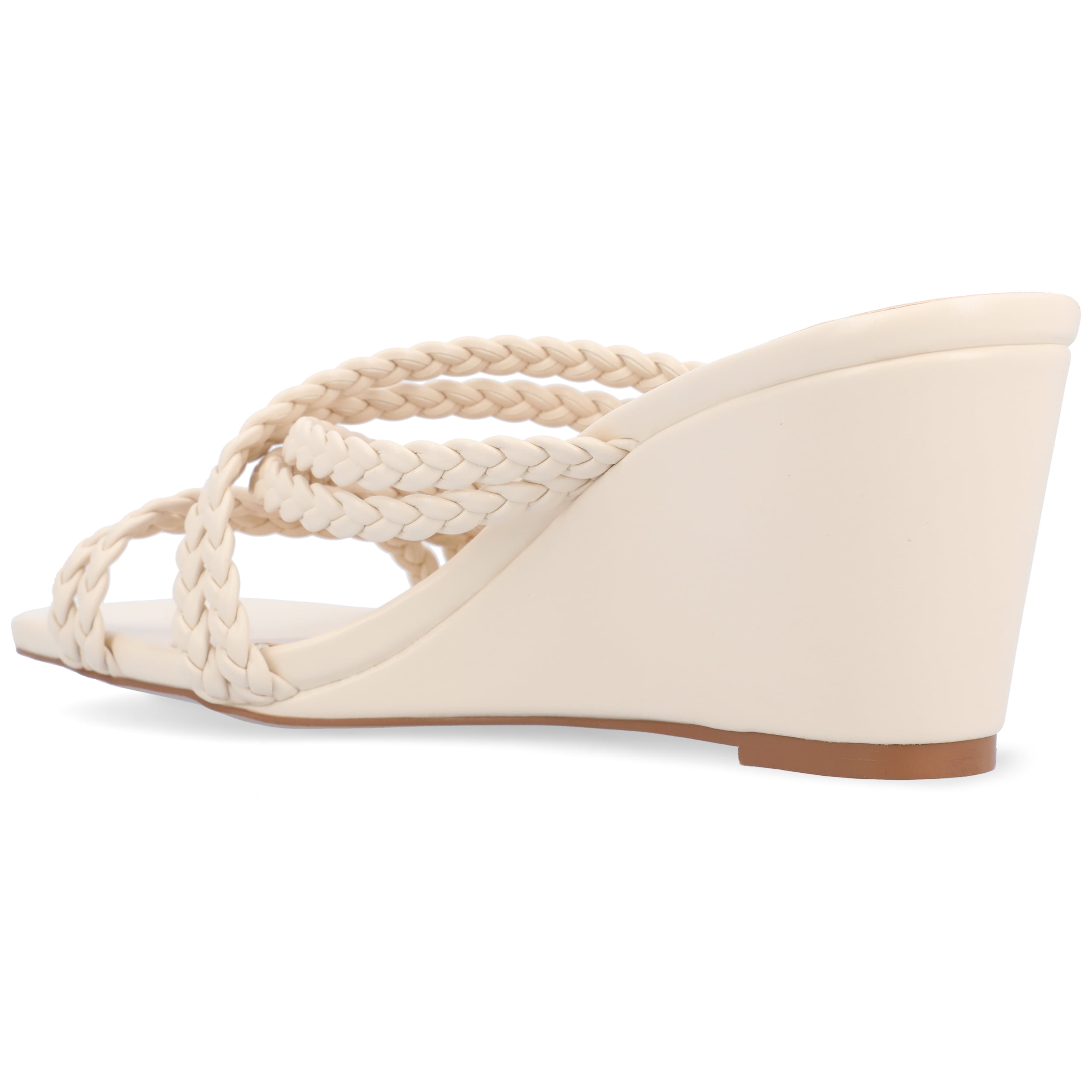 Journee Womens Baylen Braided Strap Slip On Wedge Sandals