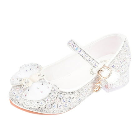 

Caqnni Girls Dress Shoes Mary Jane Shoes for Girls Princess Ballerina Flats Back to School Shoes for Girls Low Heels Party Wedding (White 33)