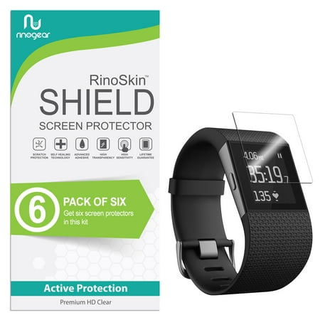 (6-Pack) RinoGear Screen Protector for Fitbit Surge Case Friendly Accessories Flexible Full Coverage Clear TPU Film