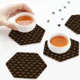 thumbnail image 3 of KLL Drink Coasters Set Hexagon of 4,PU Leather Absorbent Coasters Set Decorative Coffee Cup Coasters Housewarming Gift for Home Decor-Halloween Pumpkins1, 3 of 5