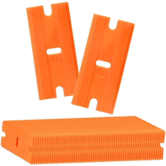 500 Pcs Plastic Razor Blades, Double Edged Scraper Blades, Plastic Knife Blades Replacement Suit for Cleaning Glass and Removing Decals, Stickers, Adhesive Labels