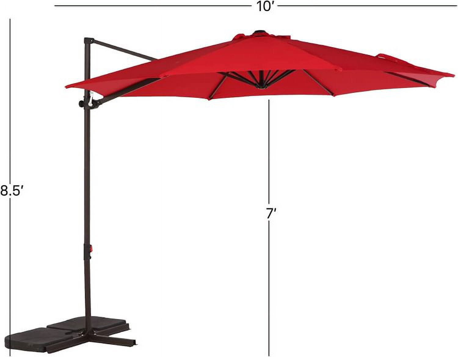 Grand Patio Outdoor Market Cantilever Steerable Large Umbrella, 10ft, Red