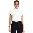 thumbnail image 1 of Top de trabajo para mujer con cuello levantado, manga casquillo, espalda de cerradura, elegante blusa de negocios blanco M, 1 of 6