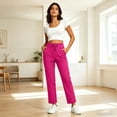 thumbnail image 6 of Admvng Womens Straight Yoga Pants Drawstring Elastic Waist Solid Casual Trousers with Pockets, 6 of 9