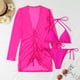 thumbnail image 3 of Trajes de baño de mujer Trajes de baño sexy de 3 piezas Nudo atado de corte alto con cubierta de malla FLhrweasw Para estrenar, 3 of 8