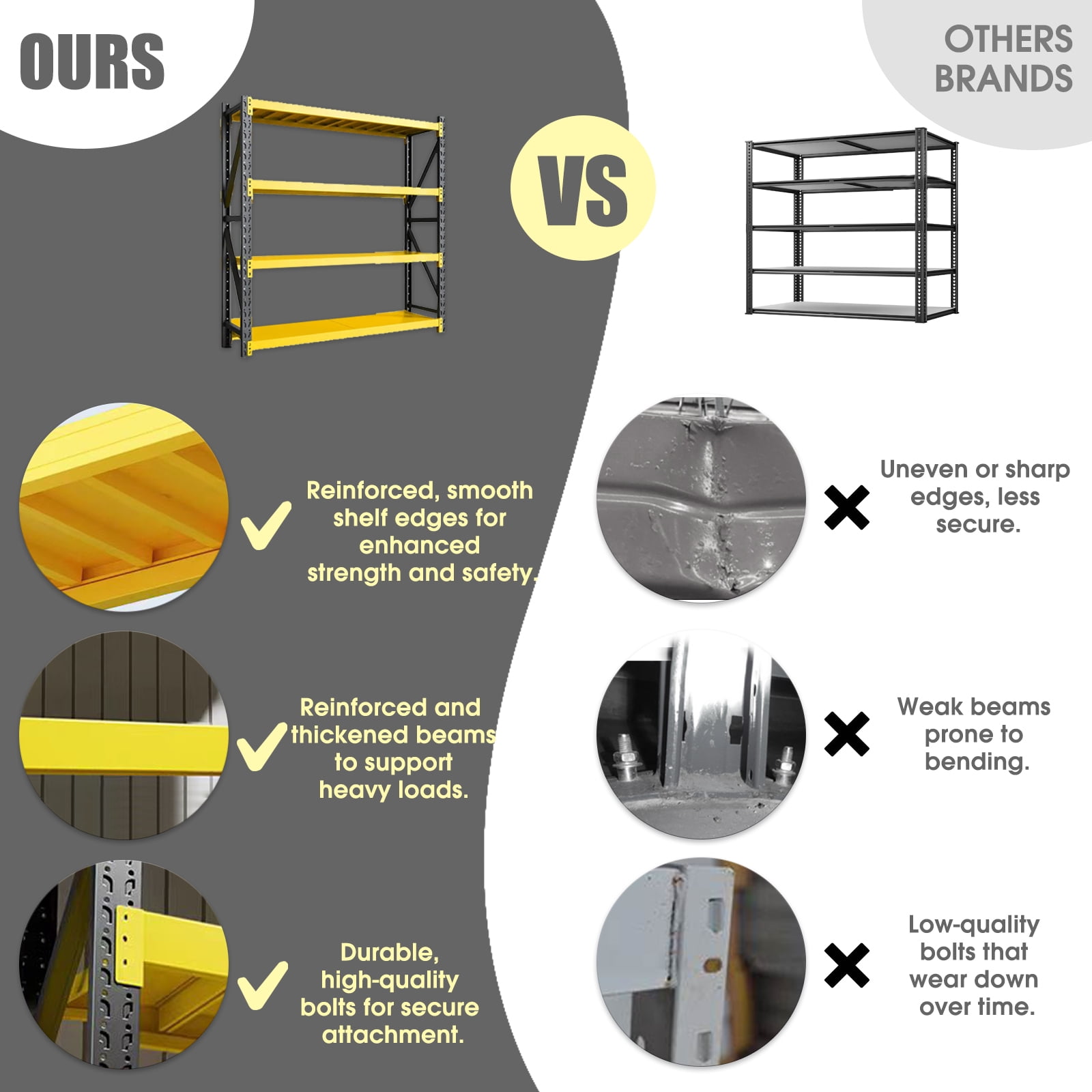 Heavy Duty Storage Rack Shelving Unit, 4-Tier Industrial Warehouse Shelf, Available in Blue-Orange, Yellow, Black (Yellow and Black, W78.74*D23.62*H78.74)