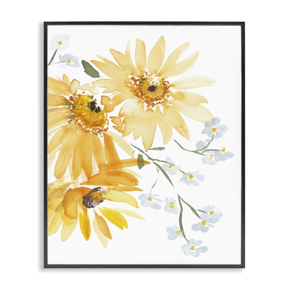 Stupell Industries Modern Yellow Daisies Botanical & Floral Painting Black Framed Art Print Wall Art, 11 x 14