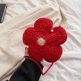 thumbnail image 4 of Bolsos de hombro de punto para mujer, bandolera de flores de paja para la playa, monedero para teléfono (rojo) Likrtyny Para estrenar, 4 of 9