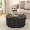 thumbnail image 5 of Lift Top Coffee Table with Storage, Round Coffee Tables for Living Room, 34.6In Farmhouse Fluted Coffee Table, Wood Center Table with Large Hiddern Storage Compartment (Black), 5 of 8