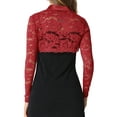 thumbnail image 3 of INSPIRE CHIC Women's Lace Cropped Shrugs Stand Collar Elegant Crochet Sheer Bolero XL Red, 3 of 5