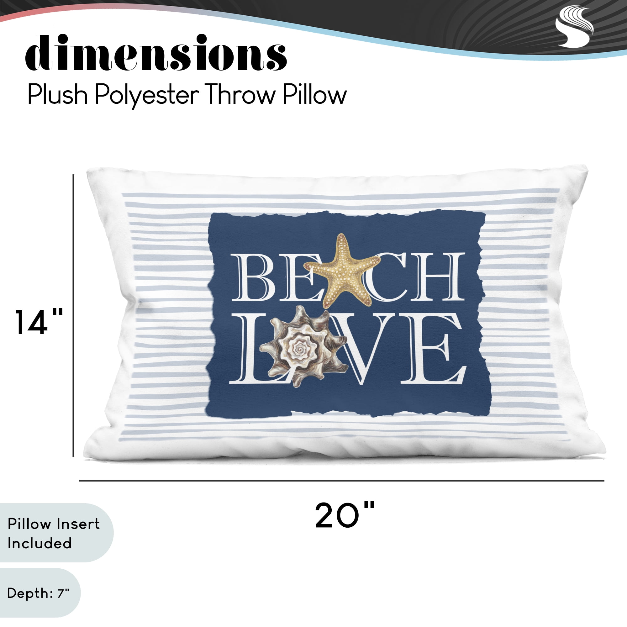Stupell Industries Beach Love Seashells Decorative Printed Throw Pillow, design by Kim Allen, 14 x 7 x 20