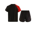 thumbnail image 2 of Hansber Kids Boys Boxing Uniform 2pcs Tracksuits Short Sleeve Boxer Shirt and Fighting Shorts Muay Red 12, 2 of 5