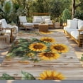 thumbnail image 3 of Fsddascl Farmhouse Sunflower Outdoor Rug for Patio/Deck/Porch, Non-Slip Large Area Rug 5 x 8 Ft, Vintage Rustic Botanical Wooden Indoor Outdoor Rugs Washable Area Rugs, Reversible Camping Rug Carpet, 3 of 5