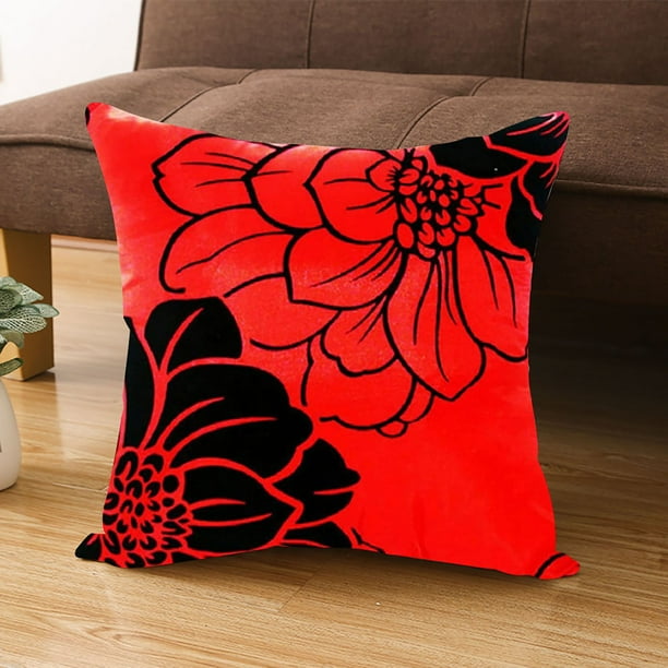 Red flower store cushion covers