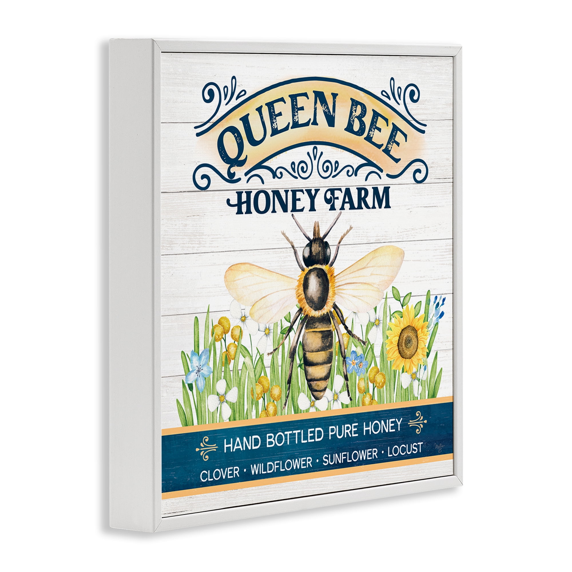 Stupell Industries Queen Bee Honey Farm Animals & Insects Painting White Framed Art Print Wall Art, 17 x 17
