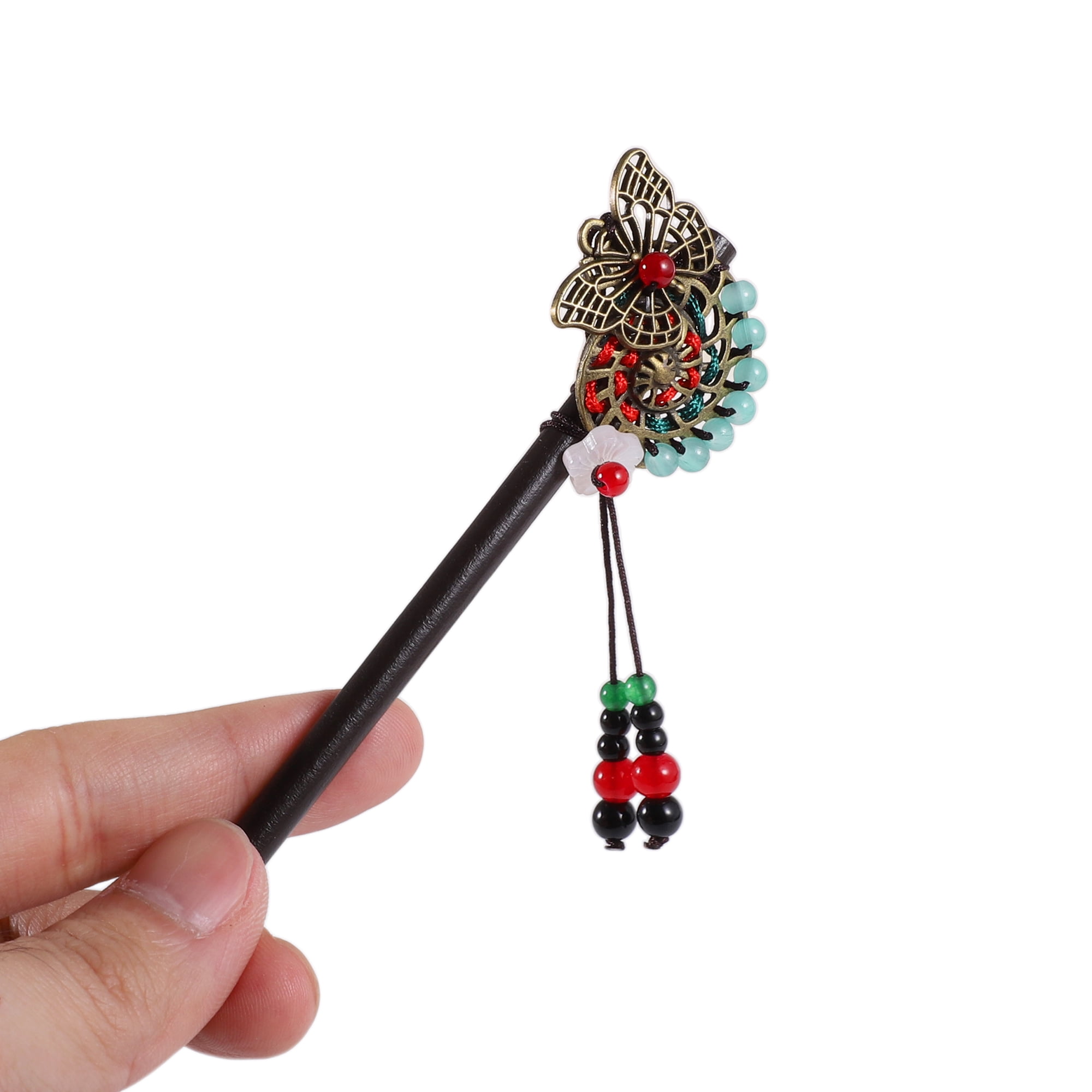 Unique Bargains Hair Stick Pin for Women 1Pc Black, Red [Flower]