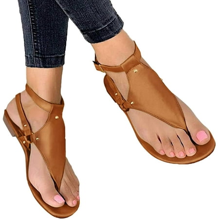 2023 Summer Wide Width Non-Slip Sandals for Women Open Toe Plat Bohemian Sandals Outdoor Beach Shoes Dressy Slippers