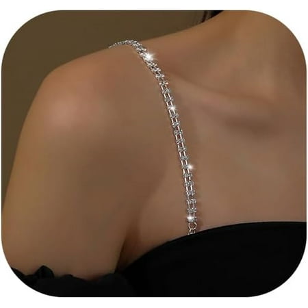 GZhLonKiMa 1Pair Rhinestone Shoulder Strap Chain Bra Chain Luxury Bridal Wedding Rhinestone Lingerie Strap Shoulder Chain Crystal Underwear Chain Jewelry for Women Dress