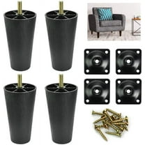 BUZIFU 4pcs Sofa Legs Plastic Sofa Couch Feet Universal Chair Bed Legs Black Tapered Furniture Feet Replacement Legs with Leg Mounting Plates/Screws for Furniture Table Cabinet (LegHeight: 12cm)