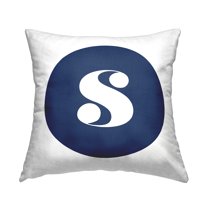 Stupell Industries Blue Circle Letter S Square Decorative Printed Throw Pillow, 18 x 18
