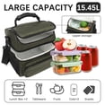 thumbnail image 3 of GYEUKHAM Double Layer Cooler Insulated Lunch Bag Adult Lunch Box Large Tote Bag for Men, Women, With Adjustable Strap,Front Pocket and Dual Large Mesh Side Pockets,Army Green, 3 of 8