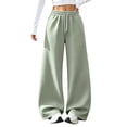 thumbnail image 3 of VV AVEORS Barrel Sweatpants Women Wide Leg Fleece Pants Baggy Sweat Pants High Waist Lounge Pants Active Joggers Workout Gym Mint Green S, 3 of 9