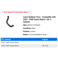 thumbnail image 2 of Lower Radiator Hose - Compatible with 2003 - 2008 Toyota Matrix 1.8L 4-Cylinder 2004 2005 2006 2007, 2 of 2