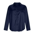 thumbnail image 3 of Pntutb Clearance Womens Tops Single Breasted Long Sleeve Shirt Tops Loose Lapel Shirt Blouse Navy XL, 3 of 6