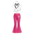 thumbnail image 3 of WOYY Big Girls Outfits Heart Print Short Sleeve Tshirt Pants Outfits, Sizes 11-12, 3 of 4